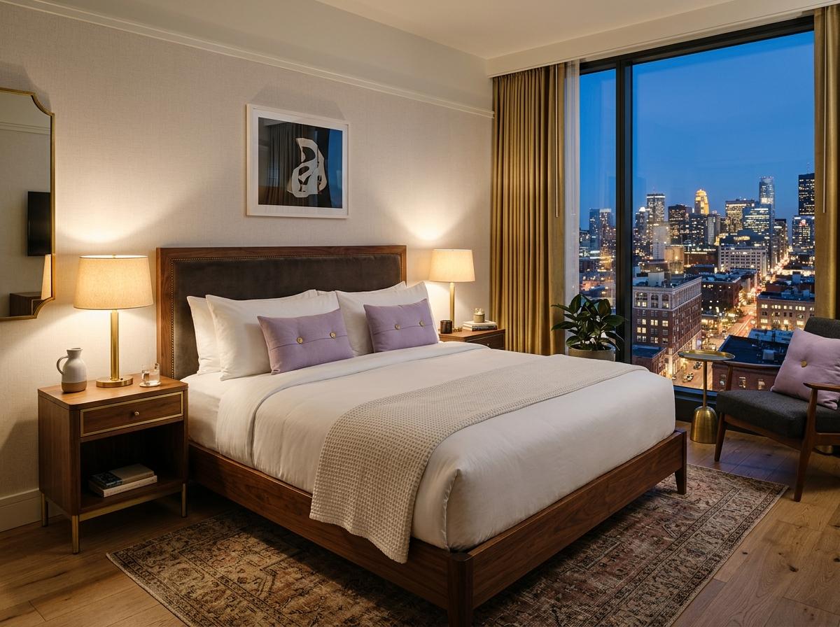 Boutique hotel room with city view